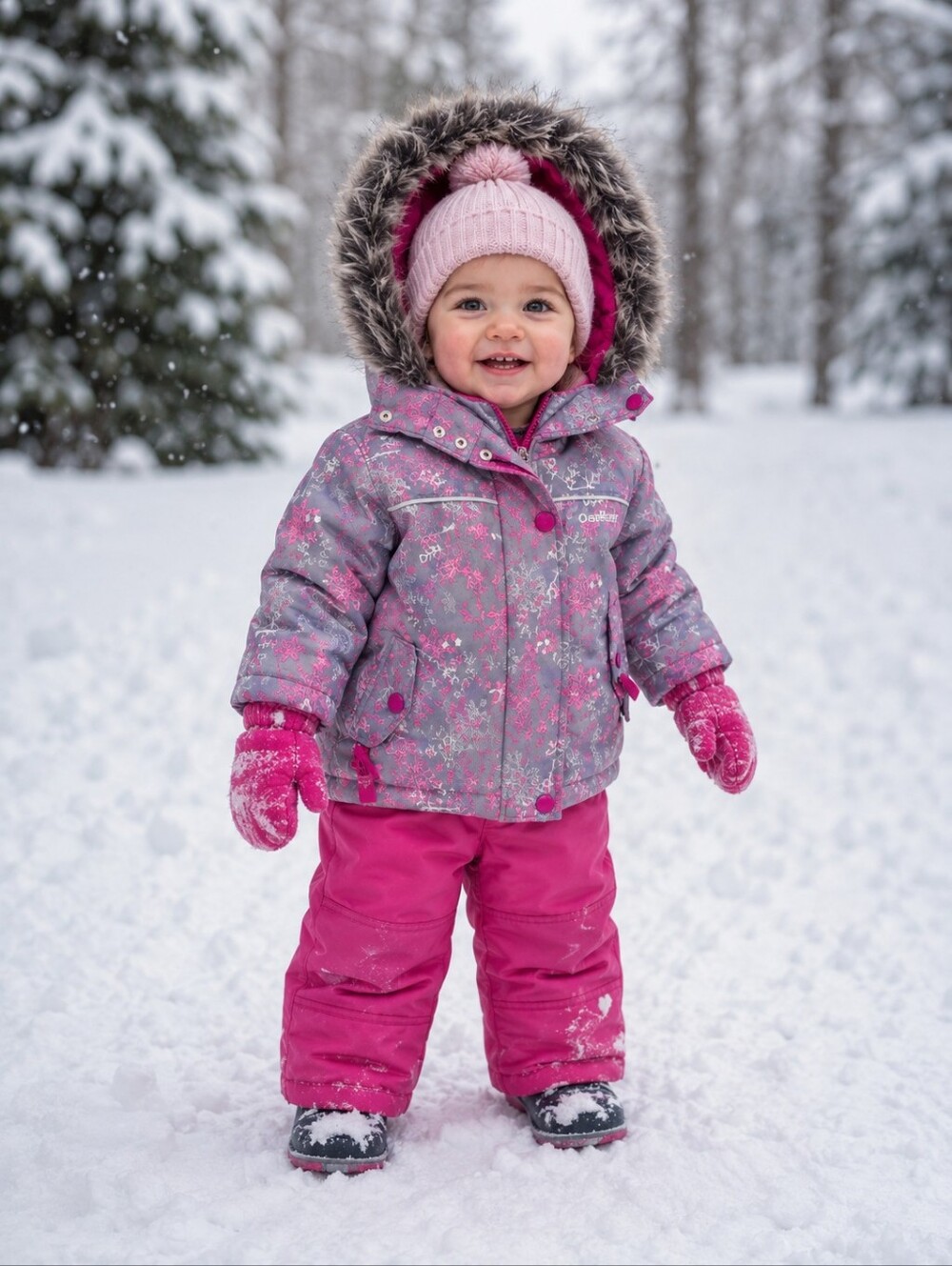 OshKosh B'gosh Gray Jacket with Pink Snowflake Accents